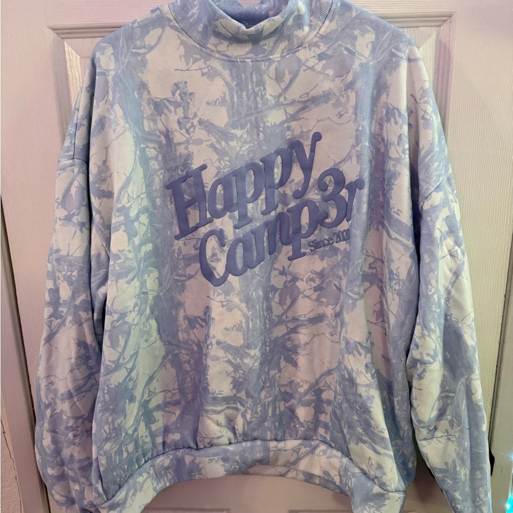 Happy Camp3r Blue Tie-Dye Sweater